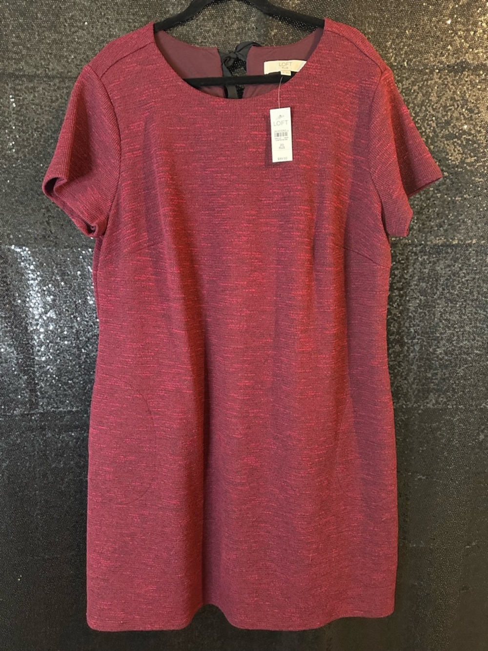 LOFT Dark Res Short-Sleeve Shift Dress